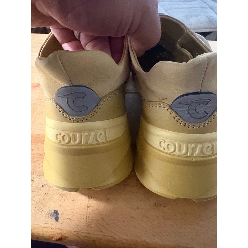 Courser Womens Luxury Leather Performance Sneakers Yellow Made in Italy Low Top - Picture 4 of 10